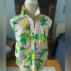 Crewcuts by J.Crew Sleeveless Top-Size 14- Pink With Lemons and Palms
